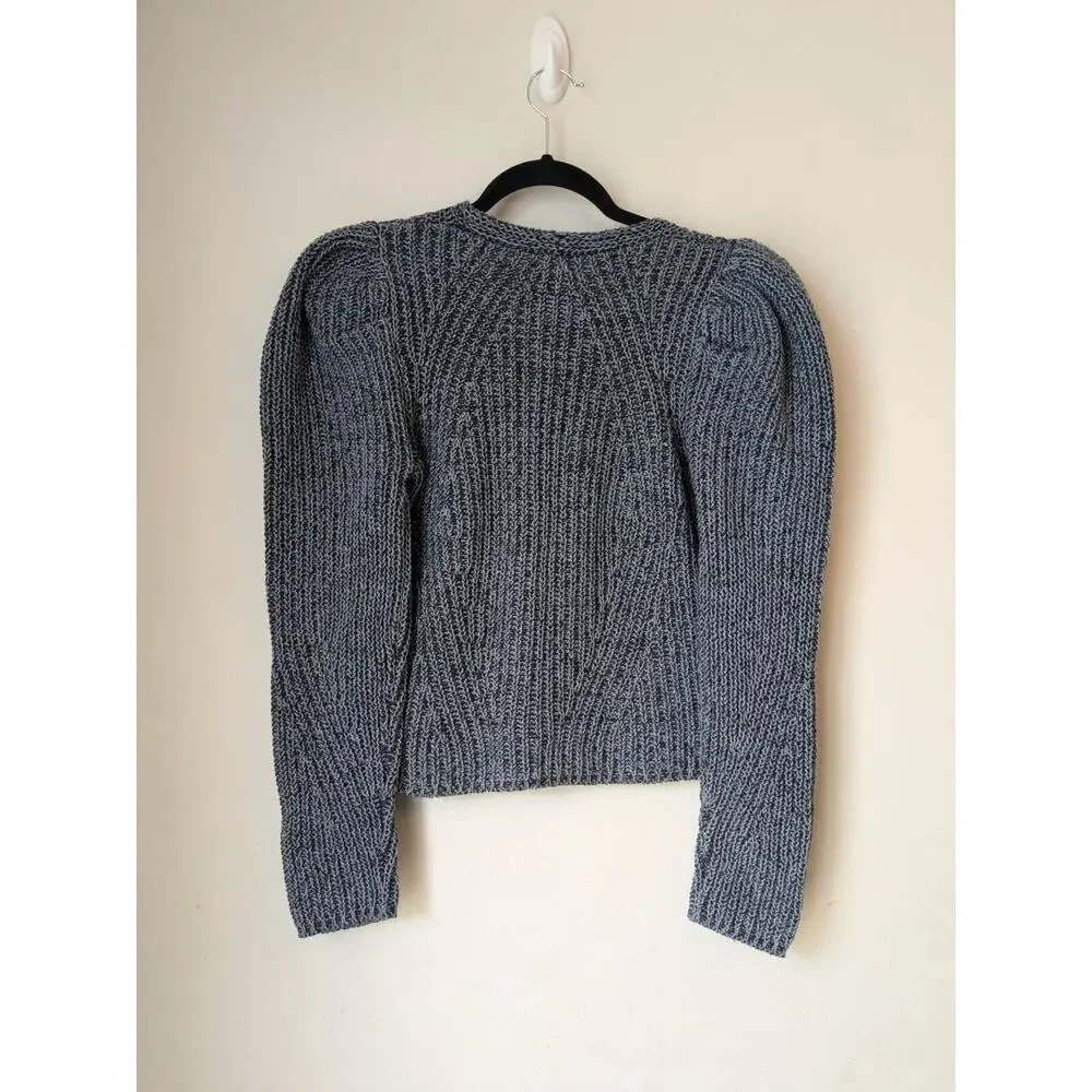 Universal Thread Sweater Dark Gray V Neck Puff Sleeve Knit Winter Size XS NWOT